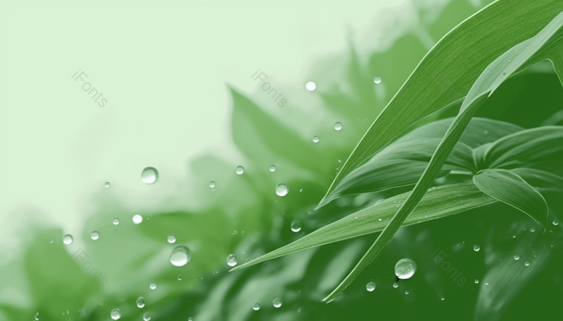 屏幕带着露水水珠绿色叶子文艺清新背景图像摄影,高清,摄影图,摄影图片,图片大全,摄影图免费下载